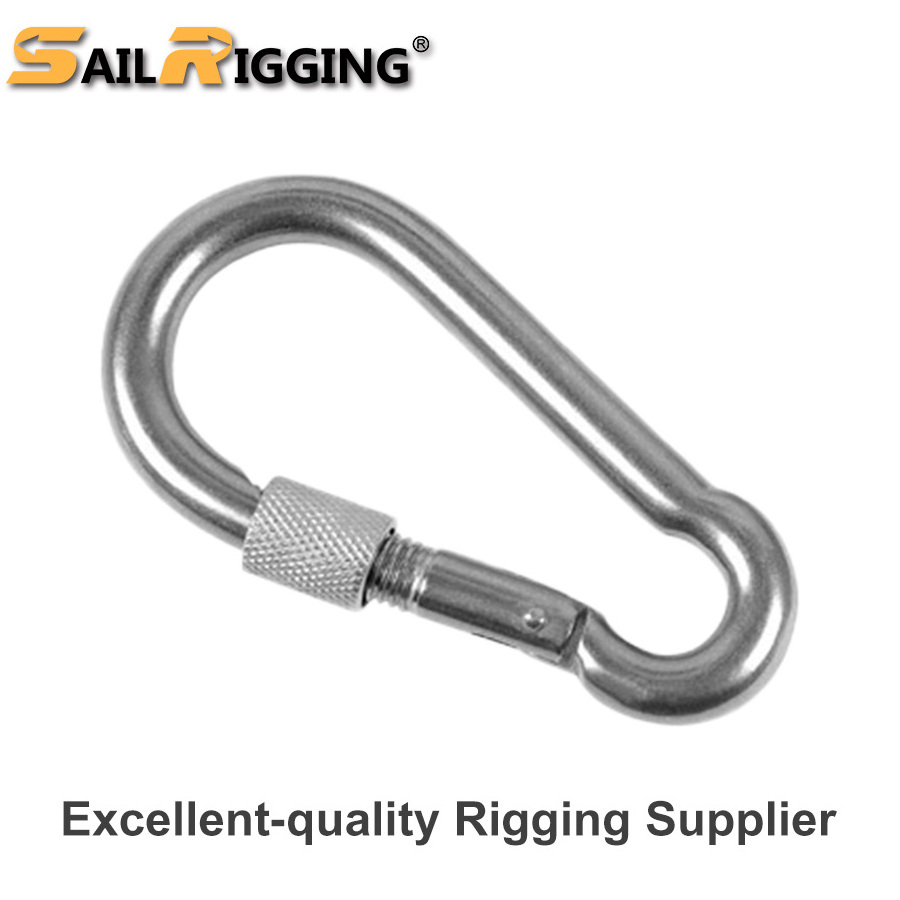 Din5299D Stainless Steel Safety Spring Carabiner Snap Hook With Screw Lock