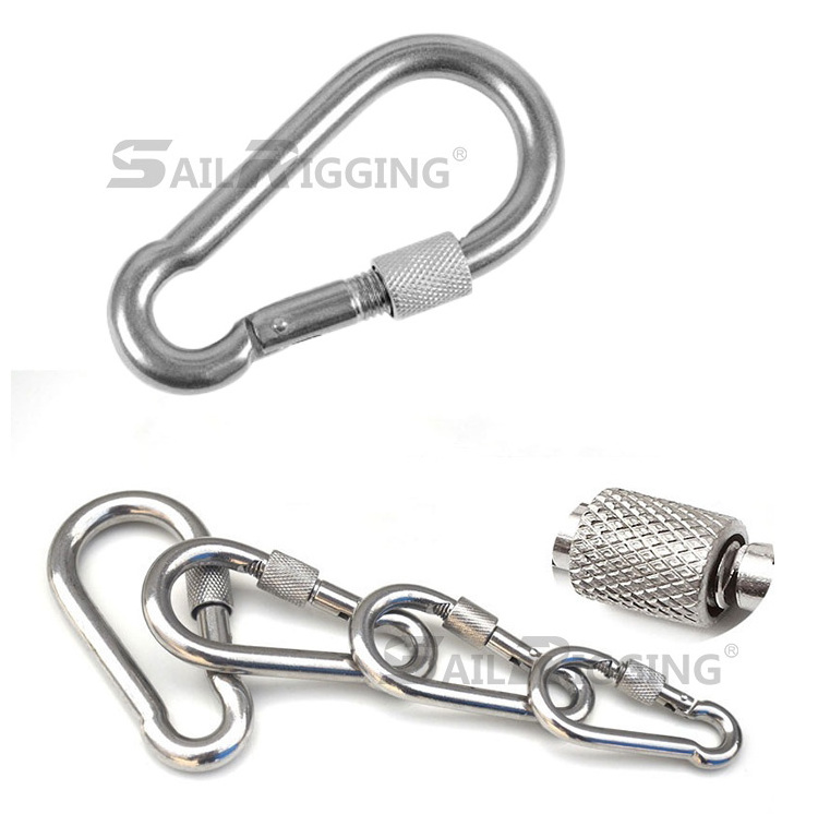 Din5299D Stainless Steel Safety Spring Carabiner Snap Hook With Screw Lock