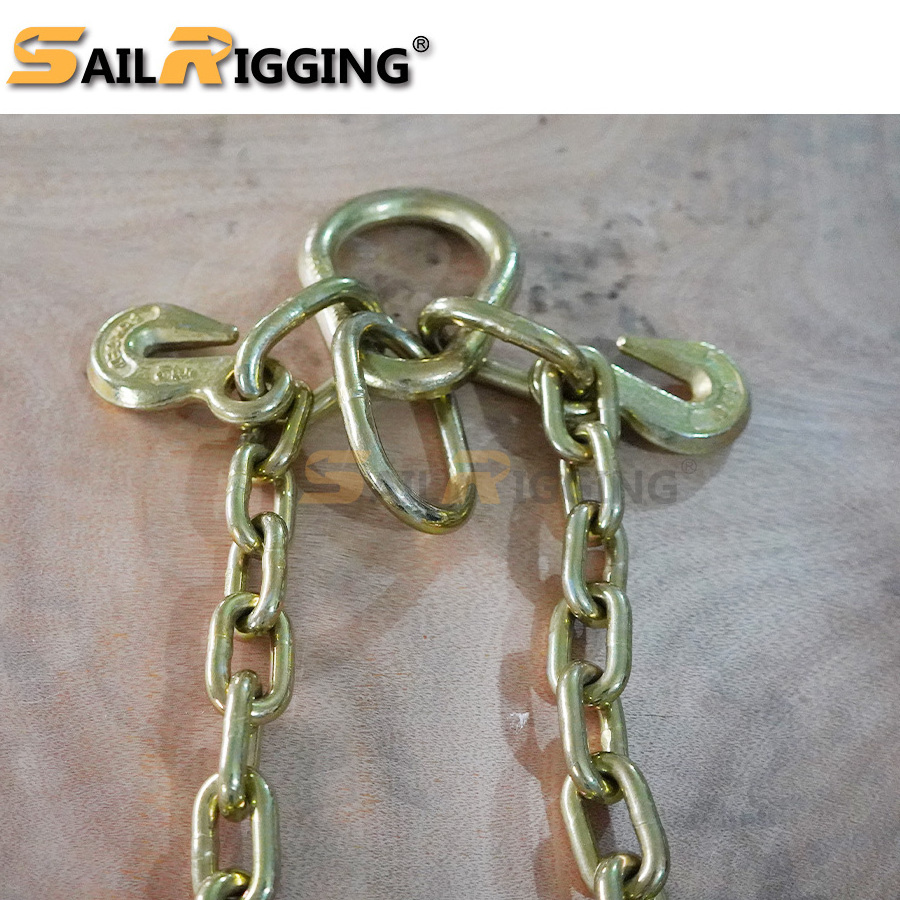 Grade 70 cargo chain Transport Truck Towing Chain Bridle with Grab Hooks