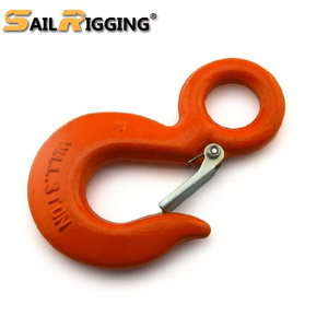 US Type A320 Galvanized Alloy Steel Hook Drop Forged Eye Hook With Latch Locking Lifting For Crane