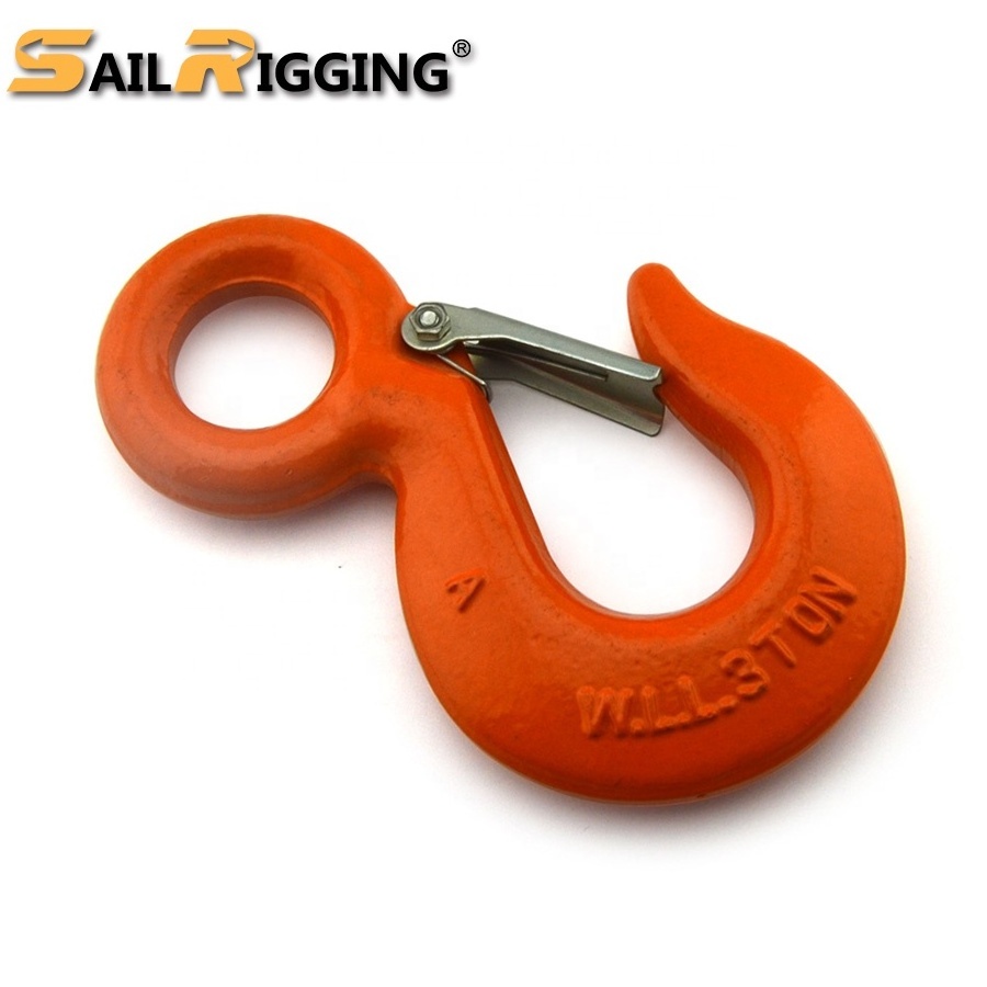 Sail Rigging 3Ton Drop Forged S320 Carbon Steel Lifting Eye Hook with Safety Latch