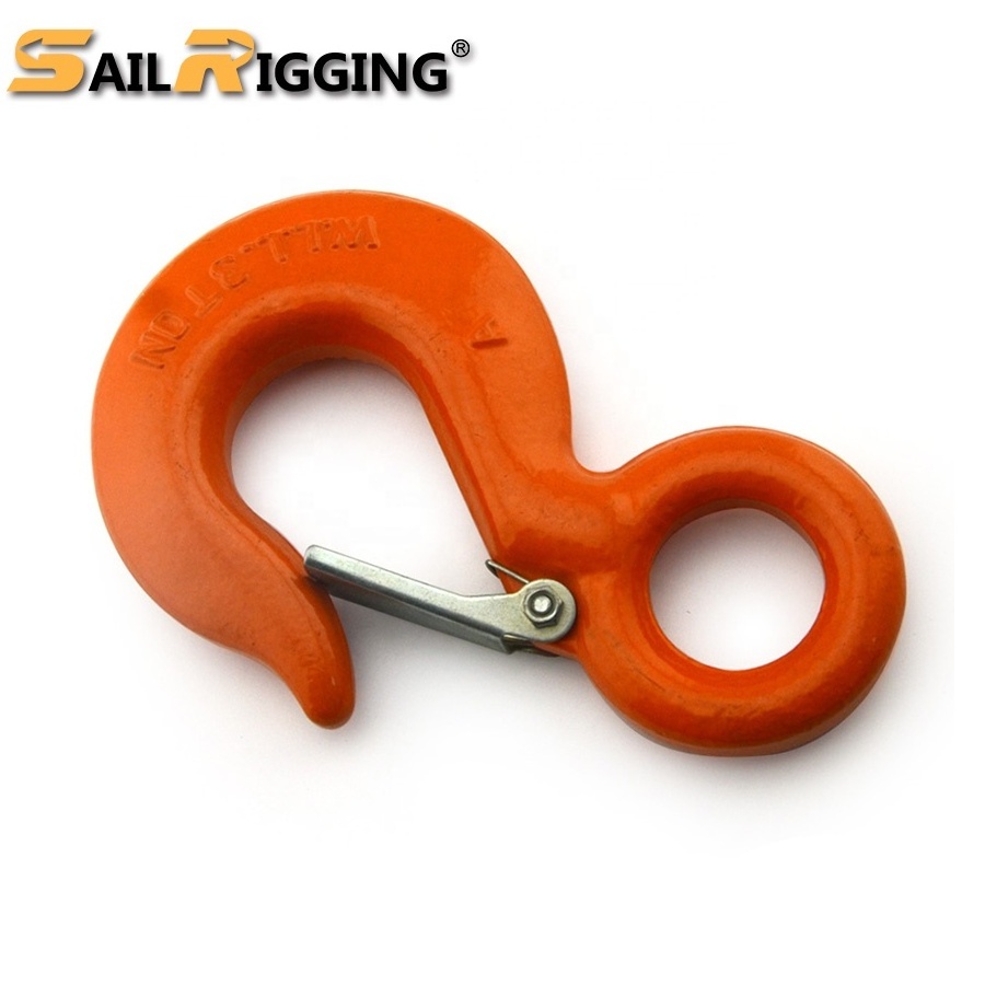 Sail Rigging 3Ton Drop Forged S320 Carbon Steel Lifting Eye Hook with Safety Latch