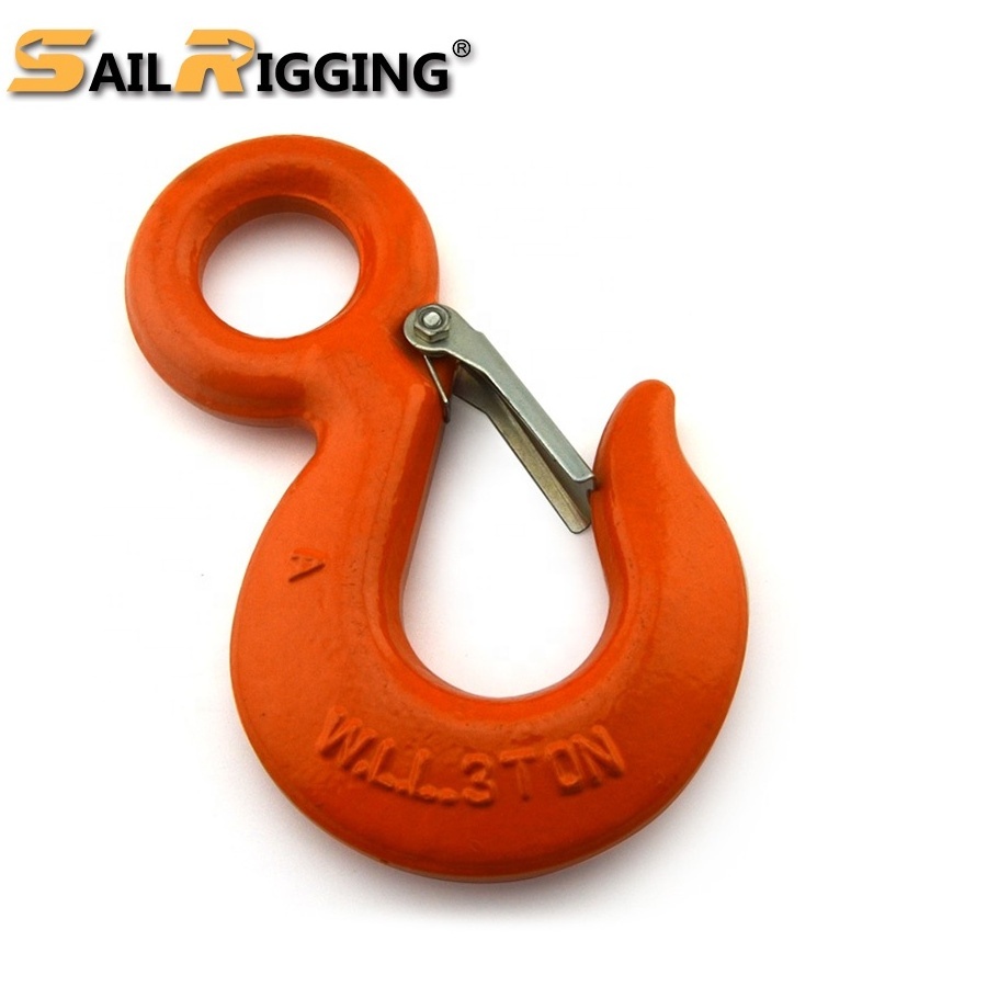 Sail Rigging 3Ton Drop Forged S320 Carbon Steel Lifting Eye Hook with Safety Latch