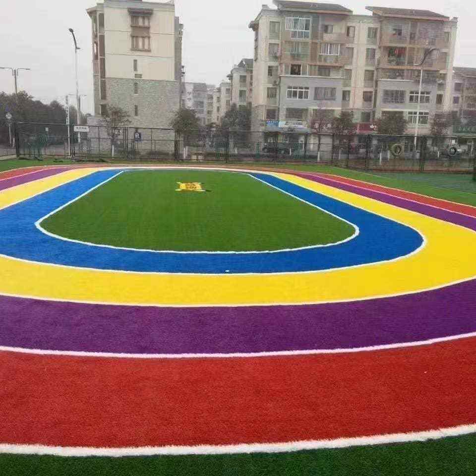 Sunberg Custom Kindergarten outdoor colorful grass carpet artificial turf red yellow blue purple turf grass