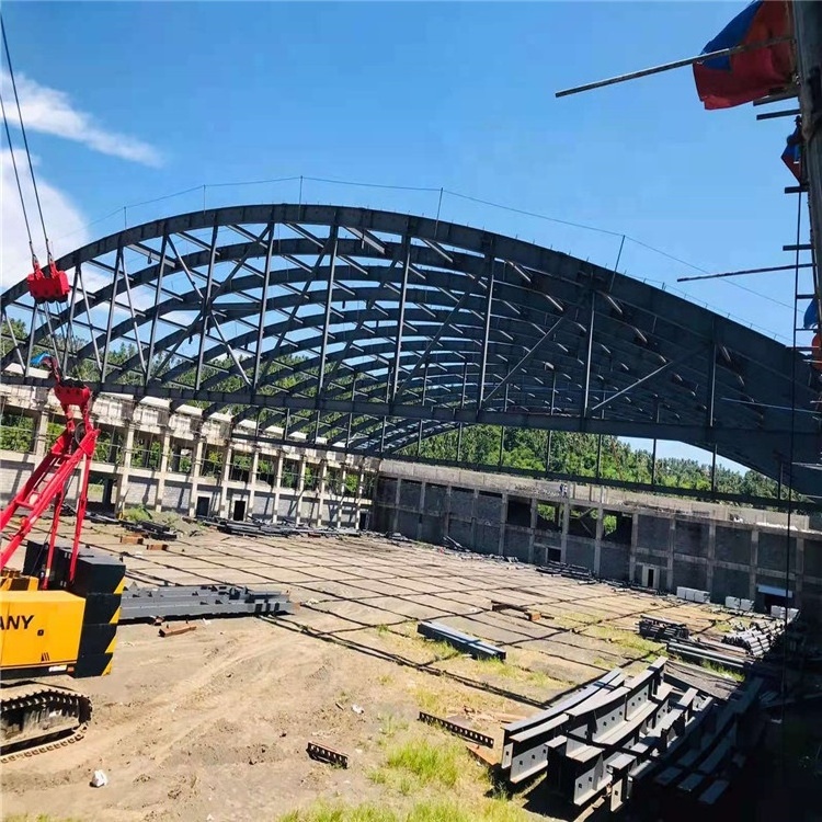 prefabricated arched  steel roof trusses building for warehouse