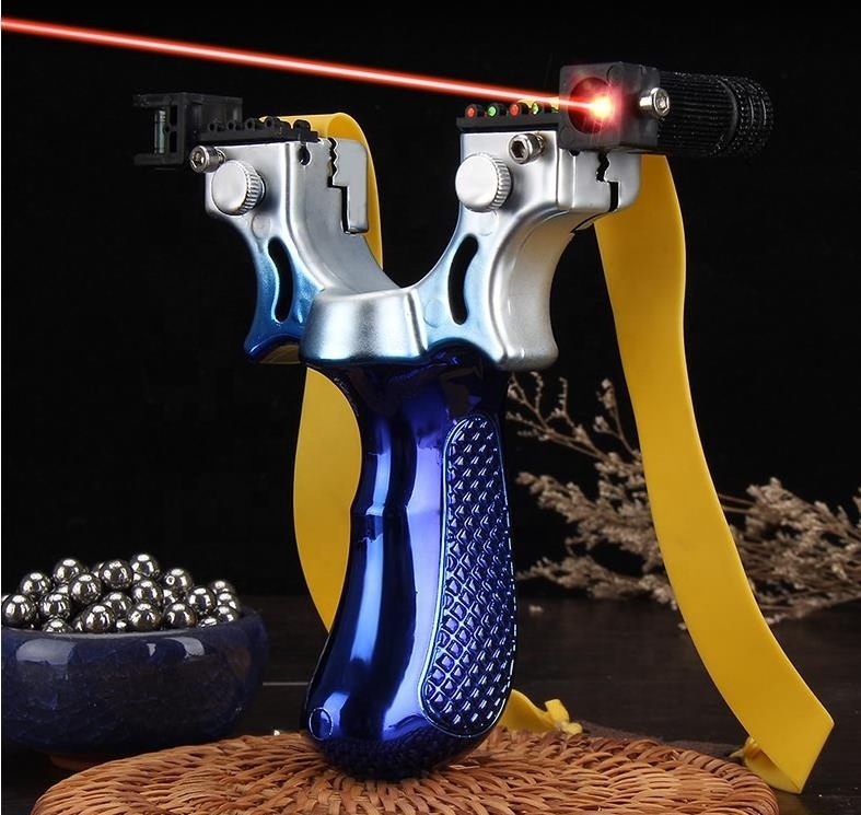 Hot sale twin wire resin 98K blue handle portable slingshot with Infrared laser light for shooting