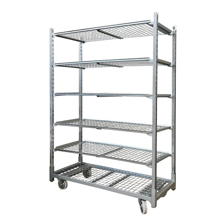 shelves galvanized garden center greenhouse plant transport  trolley