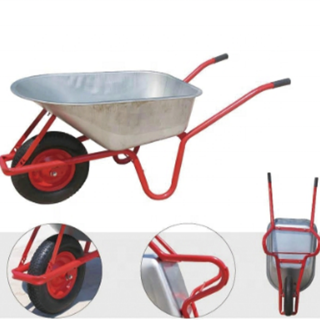 Large capacity 85L plastic bucket steel tray garden trolley WB6414 for European market wheelbarrow