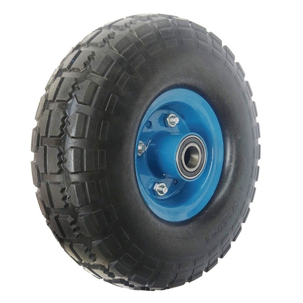 Colorful Solid PU Polyurethane Puncture Proof Flat Free PU Foam Caster Tyre Wheel Tires for Wheelbarrow 3.00-8 3.25-8 4.00-8