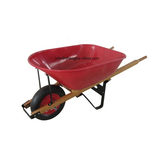 Steel tray with wood handle heavy duty concrete Wheelbarrow WH6601