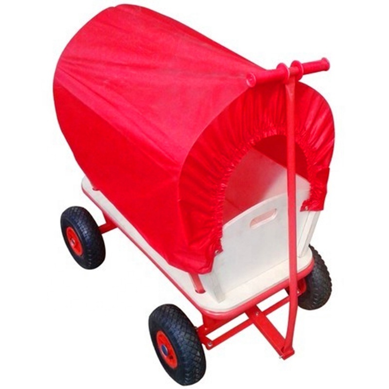 Wagon Kids Garden Cart Trolley Child Toys Games Pull Along Truck Red Canopy