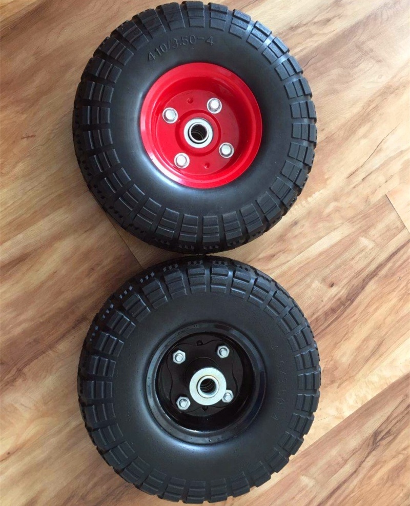 10 inch flat free puncture prevention pu foam wheels for hand truck and wheelbarrow 350-4 made in China