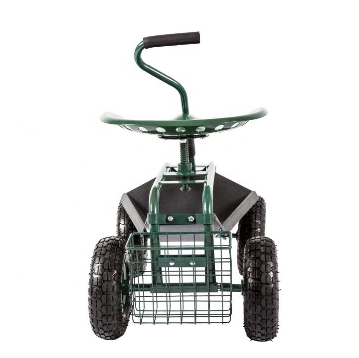 Garden Cart Rolling Work Seat with Tool Tray Outdoor Utility Lawn Patio Yard Wagon Scooter for Planting