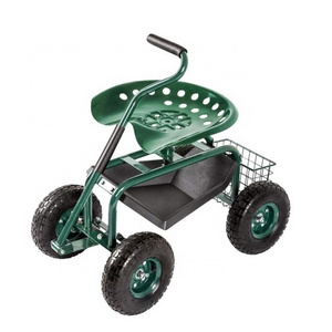 Garden Cart Rolling Work Seat with Tool Tray Outdoor Utility Lawn Patio Yard Wagon Scooter for Planting