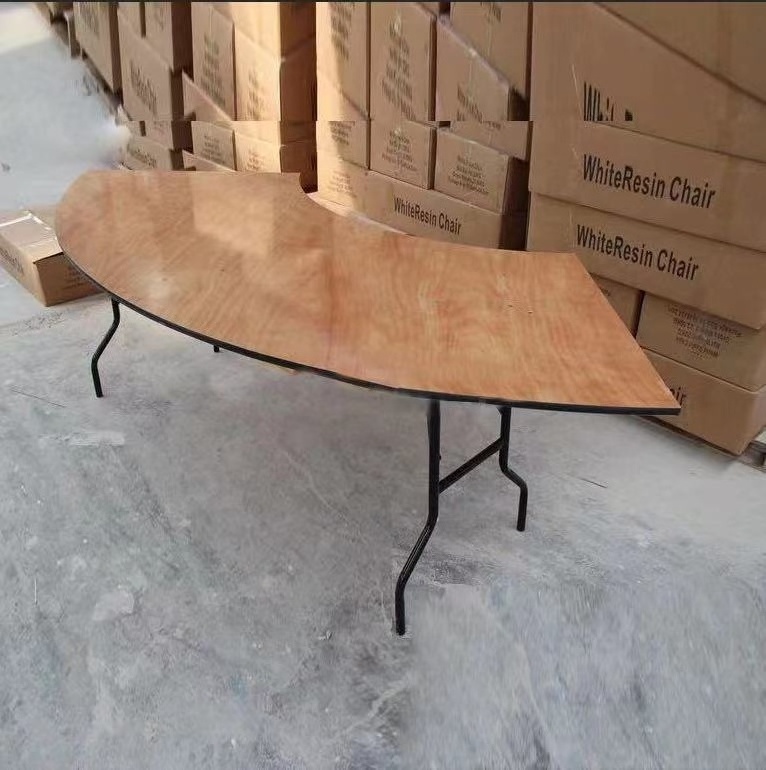 serpentine curved plywood for banquet wedding event use folding table manufacturer factory in stock ship right now right away