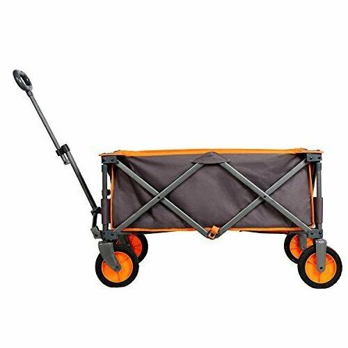 Collapsible Folding Utility Wagon Quad Compact Outdoor Garden Camping Cart with Removable Fabric