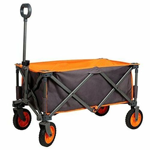 Collapsible Folding Utility Wagon Quad Compact Outdoor Garden Camping Cart with Removable Fabric