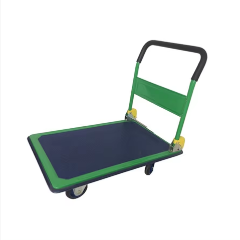 Foldable Four-Wheel Metal Hand Trolley 300kg Load Capacity Platform Truck with Customizable OEM Support