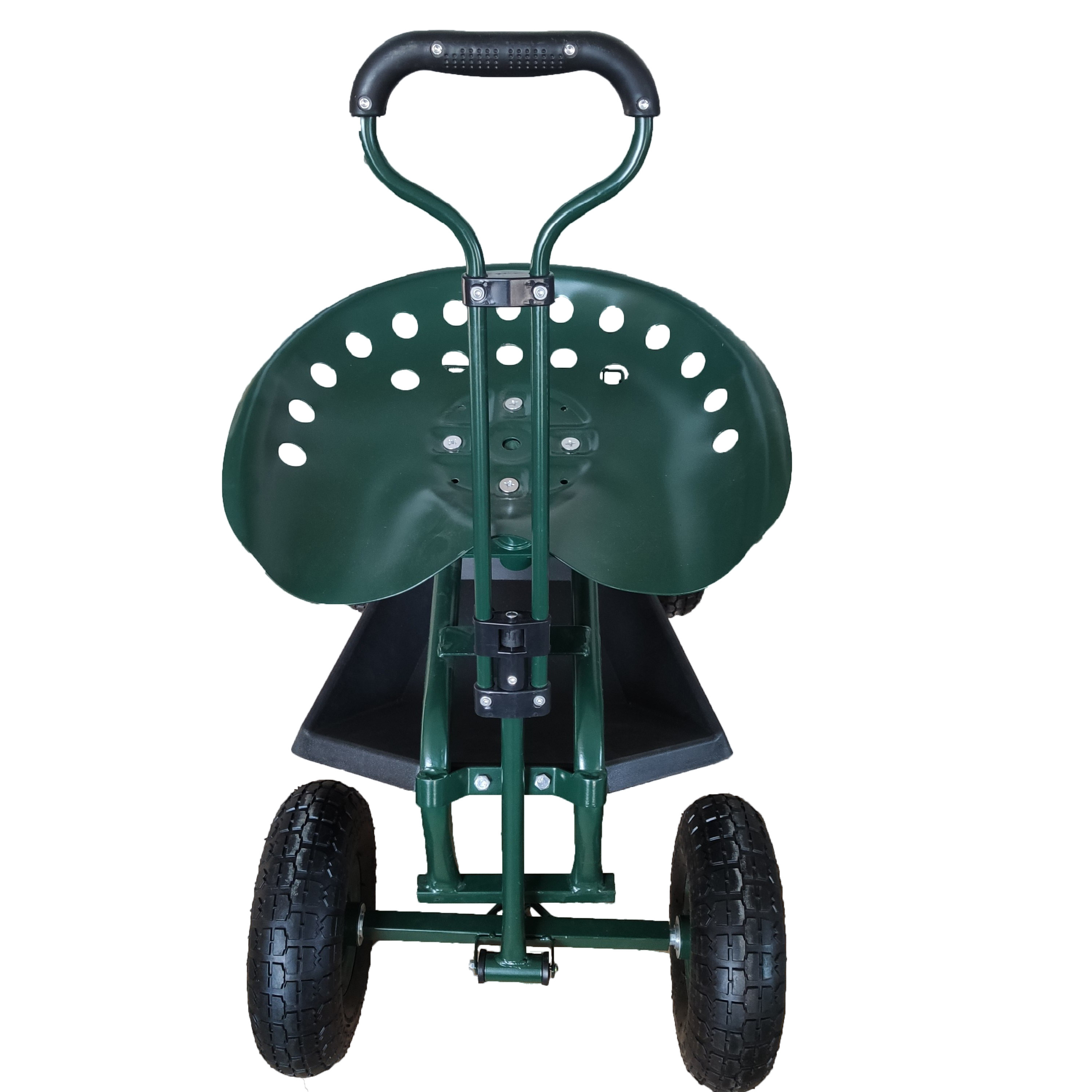 Rolling Garden Cart w/ Steering Handle 360 Swivel Seat & Basket