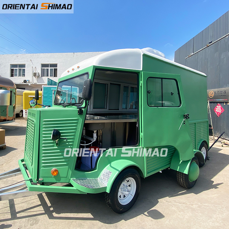 Europe USA Electric Vintage Pizza Drive retro Container Mobile Food Truck Trailer Fully Equipment With Full Kitchen