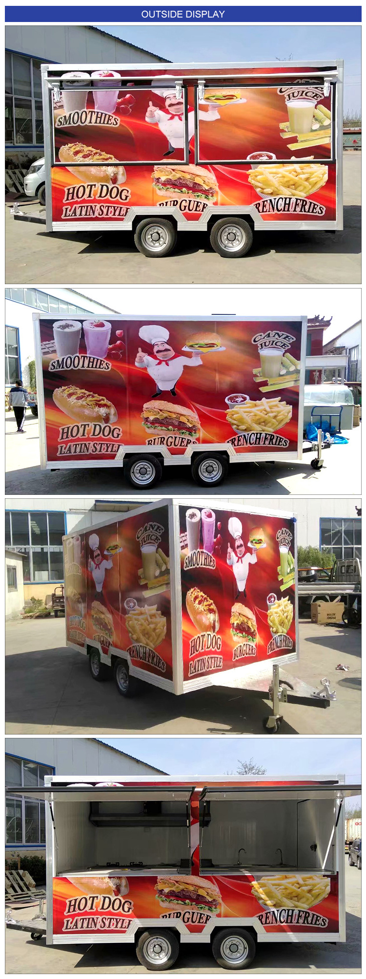 Mobile Fast Food Trailer Trucks Snack Food Cart For Sale Multifunction Food Truck coffee