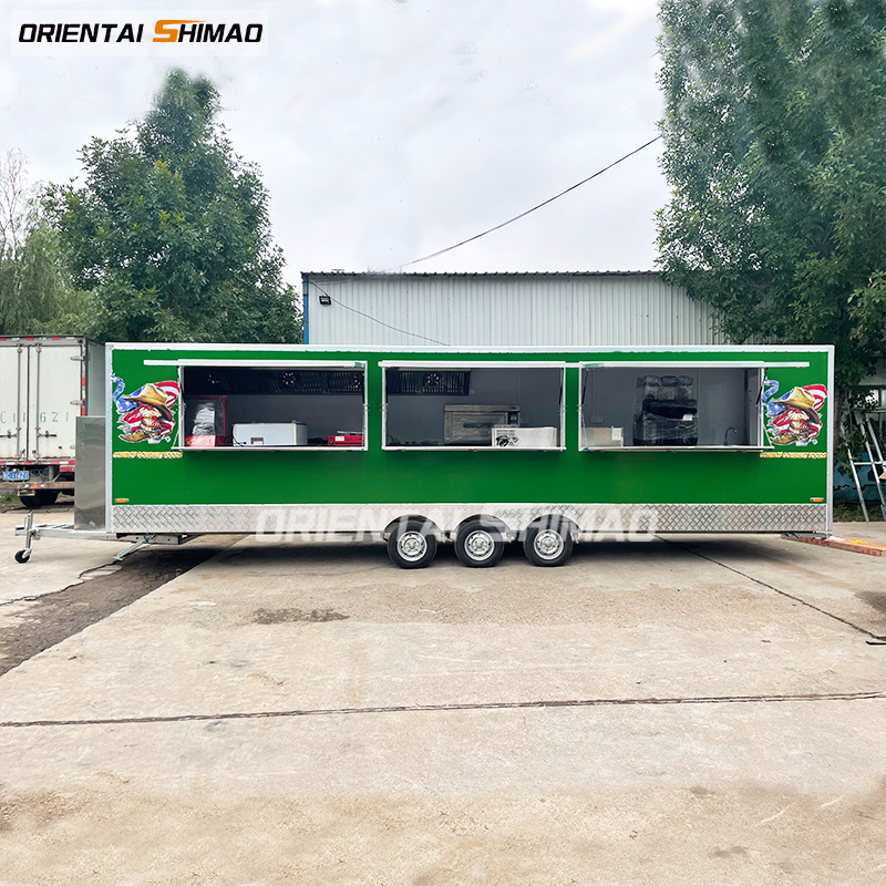 Oriental Shimao 8m food trucks mobile food trailer fast food trailer with awning ready to ship