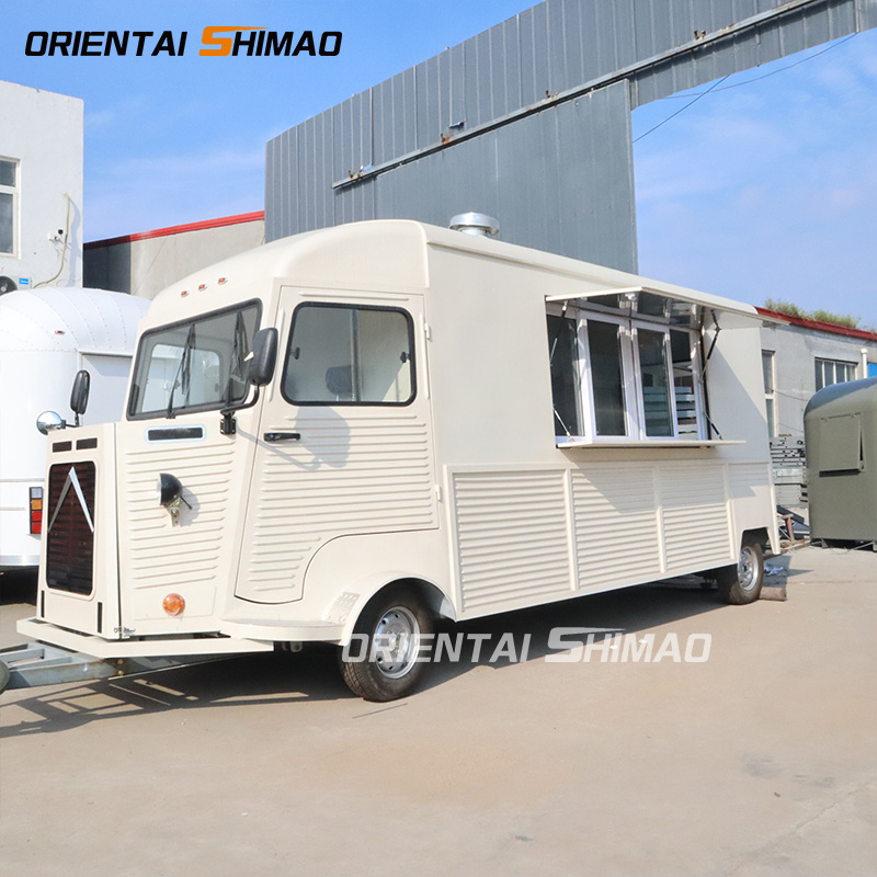 Europe USA Electric Vintage Pizza Drive retro Container Mobile Food Truck Trailer Fully Equipment With Full Kitchen