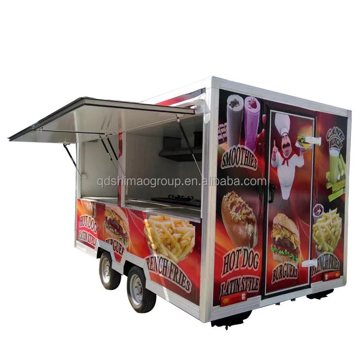 high quality hot sale stainless steel design street convenivent food trailer coffee carts