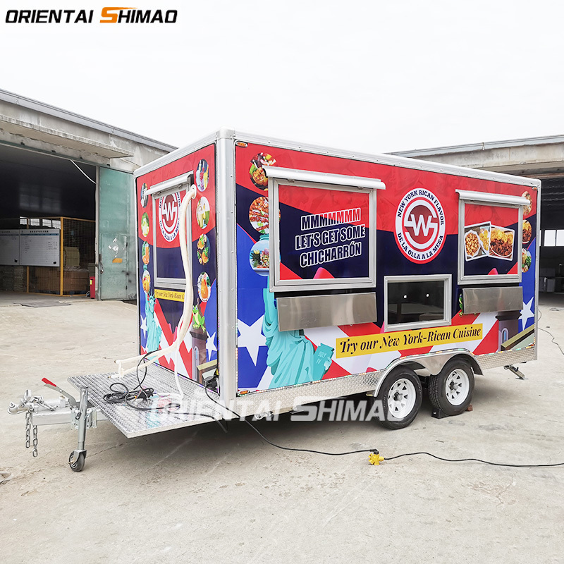 ORIENTAL SHIMAO Hot fast bbq burger pizza shop snack kebab custom kitchen food cart coffee mobile food truck van truck with DOT