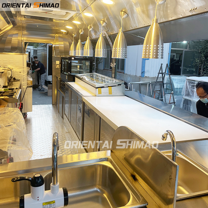 Oriental Shimao New Style Airstream Food Trailer Stainless Steel Mobile Bar Street Hot Dog Food Trailer Mobile Kitchen