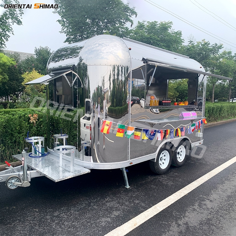 Oriental Shimao chinese ice cream solar power trailer hot dog food cart mobile used airstream food truck for sale