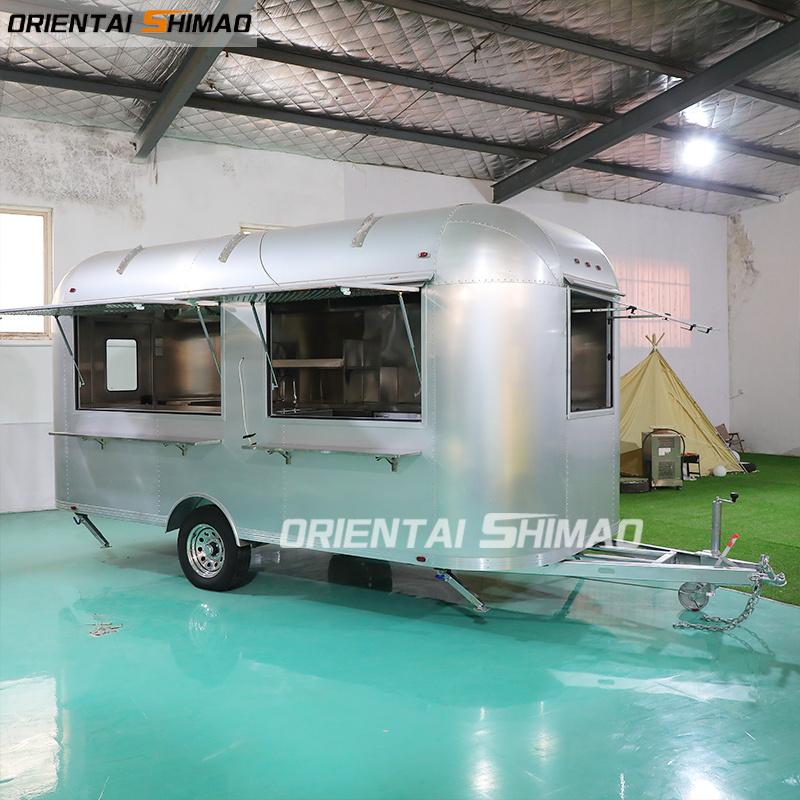 Caravan similar airstream camping trailer aluminium food truck trailer cabinets with air conditioning unit