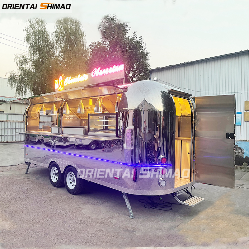 Oriental Shimao New Style Airstream Food Trailer Stainless Steel Mobile Bar Street Hot Dog Food Trailer Mobile Kitchen