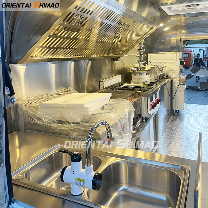 Oriental Shimao New Style Airstream Food Trailer Stainless Steel Mobile Bar Street Hot Dog Food Trailer Mobile Kitchen