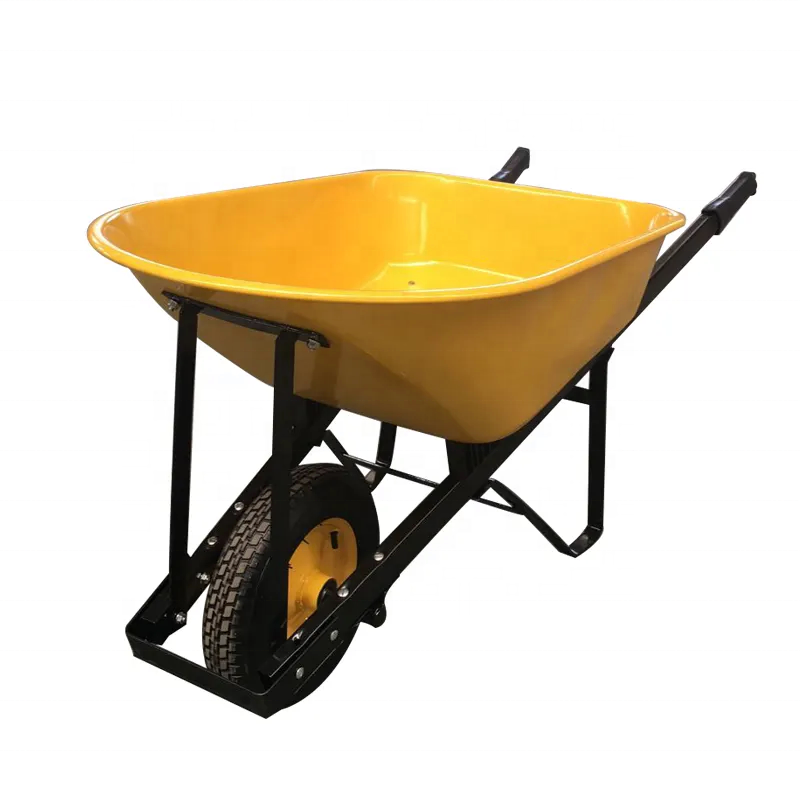 China Cheap Double Wheel Industrial Wheelbarrow Wholesale Uer Garden Tracked Construction Heavy Duty Wheelbarrow