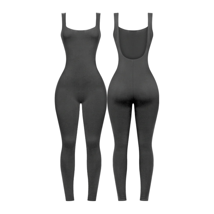 Jumpsuit women Custom Logo Bodycon Workout Onesie Gym Playsuit Bodysuit Ladies One Piece sleeveless Legging Sport Jumpsuit Women