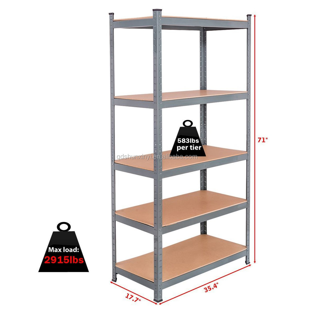 Warehouse Racking WIDE 5 Tier Shelving WIDE Heavy Duty Rack 265kgs per Shelf