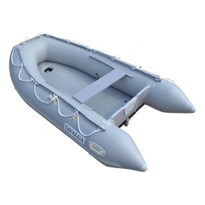 Airmat Small Foldable Aluminum Floor Inflatable Boat for Fishing Rescue with Outboard Engine Combo Set Durable Hypalon Material