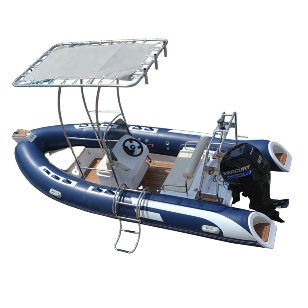 20 years China supplier 8 Persons Semi Rigid Fiberglass Hull Inflatable Rowing Boat With outboard motor