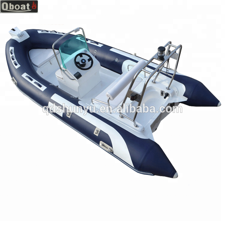 20 years China supplier 8 Persons Semi Rigid Fiberglass Hull Inflatable Rowing Boat With outboard motor