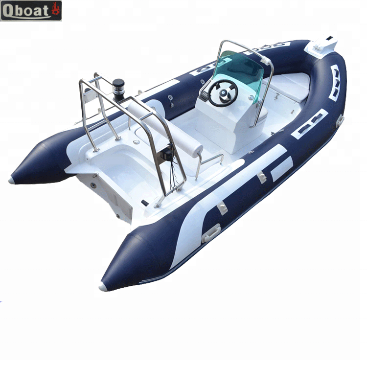 20 years China supplier 8 Persons Semi Rigid Fiberglass Hull Inflatable Rowing Boat With outboard motor