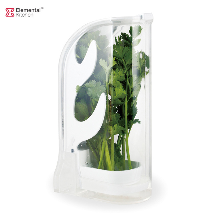 food grade clear plastic kitchen herbs storage container fresh herb keeper