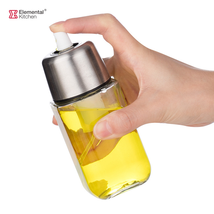 kitchen cooking edible Stainless Steel metal Clear Cover Glass Olive Oil and vinegar Sprayer metal Bottle Mister dispenser spray