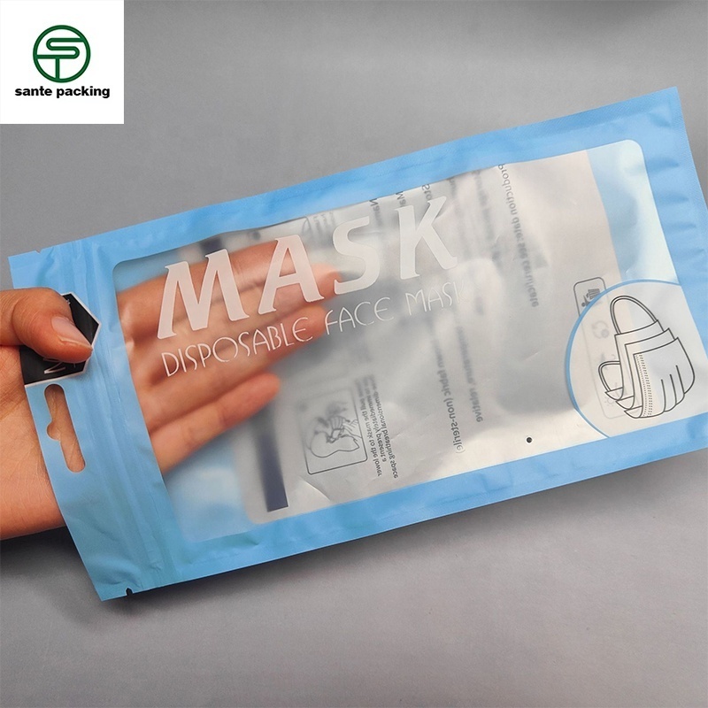 Facem ask packing bag customize print 3 side seal with transparent window