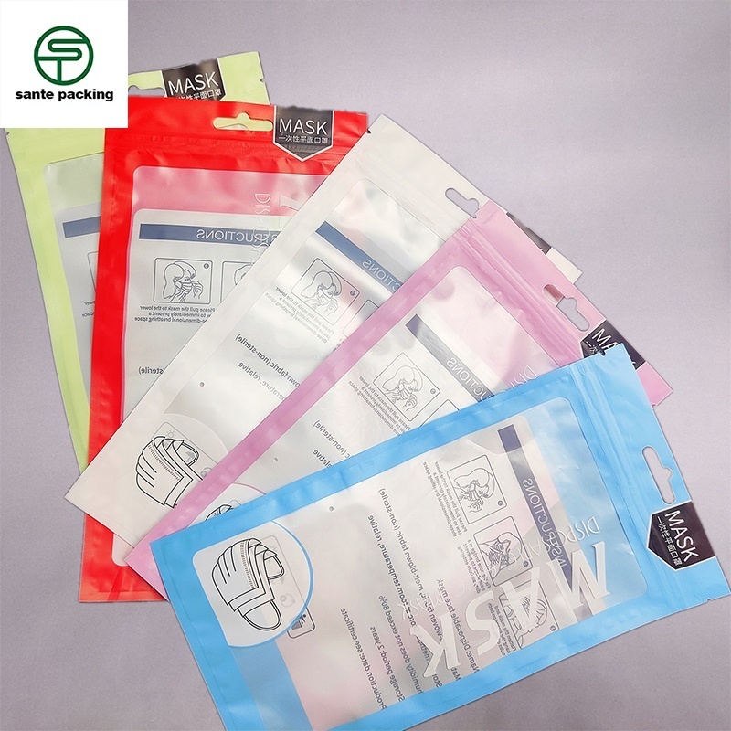 Facem ask packing bag customize print 3 side seal with transparent window