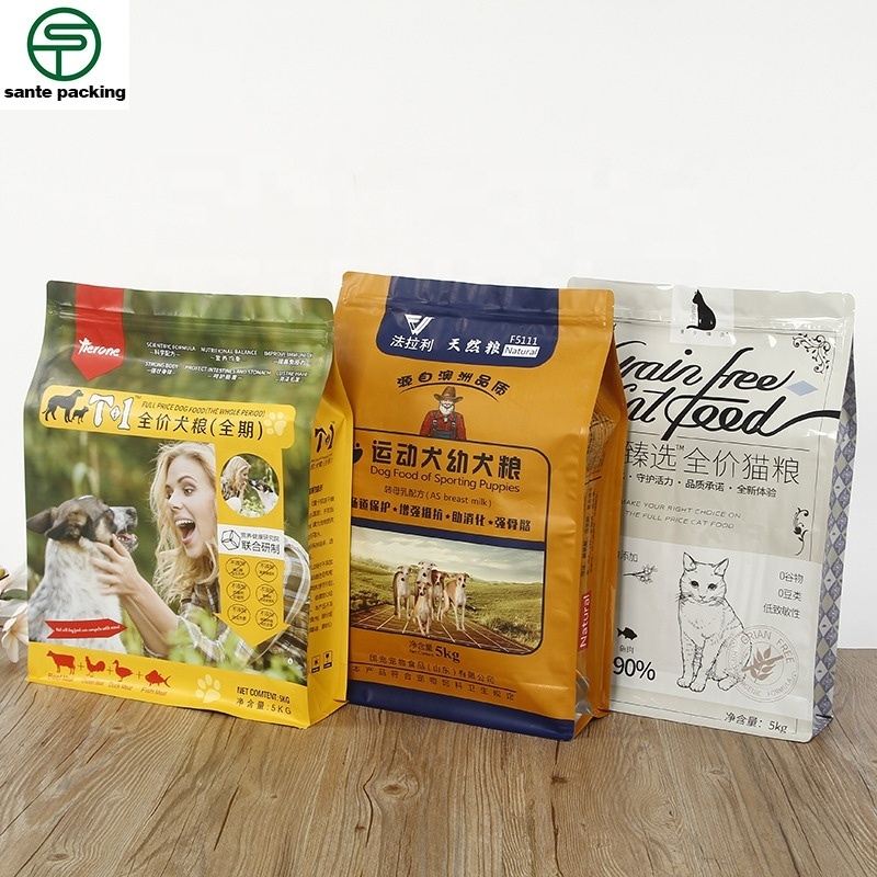 Custom Printed Quad Seal Package/aluminum Foil Side Gusset Dog Pet Food Packaging Bag