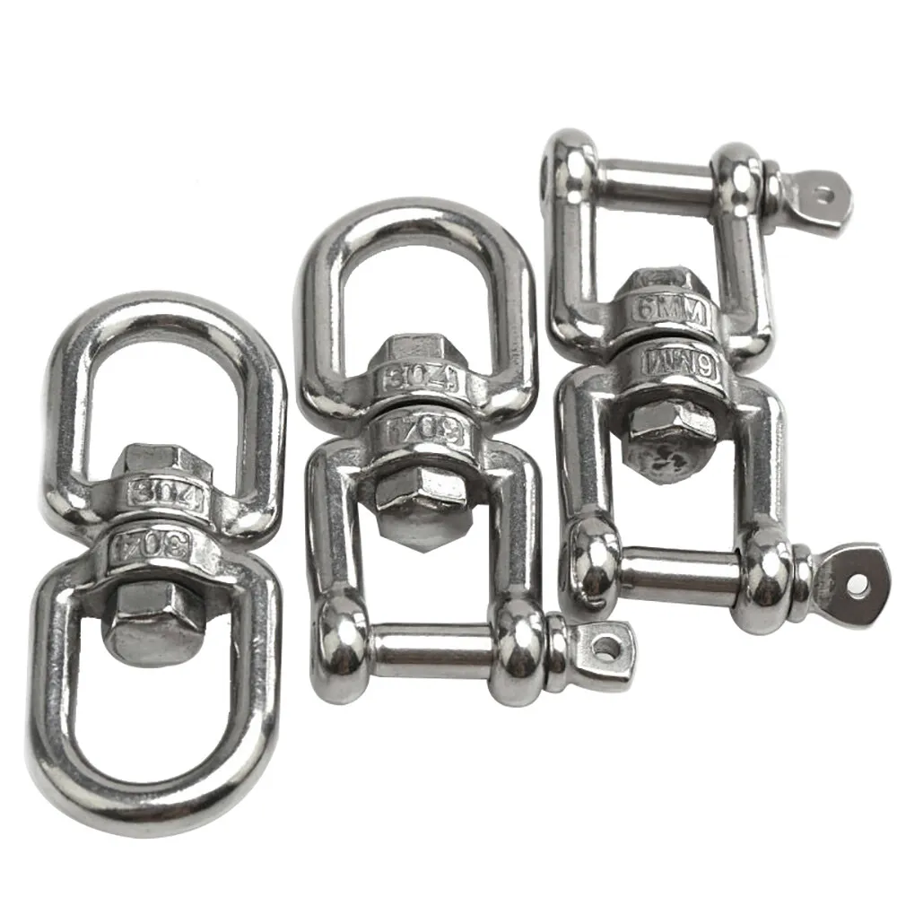 316 Stainless Steel Swivel Ring Snap Rolling Shackle Anchor Chain Connectors