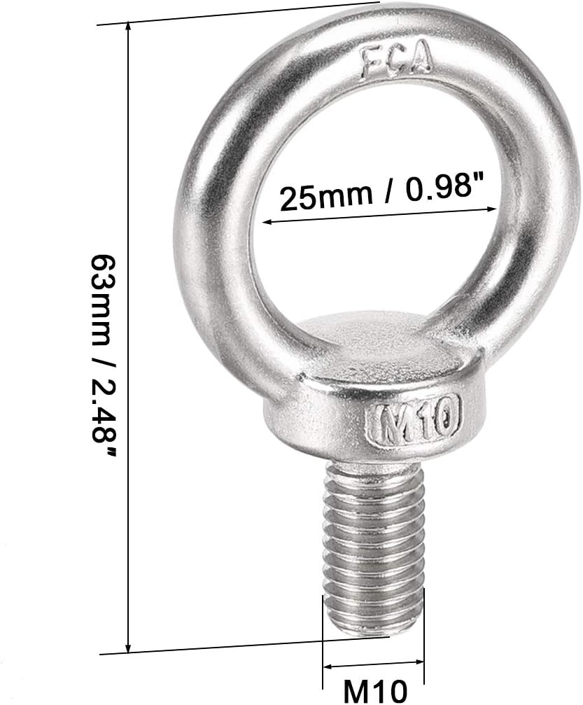 Lifting Eye Bolt M10 x 18mm Male Thread 304 Stainless Steel for Hanging