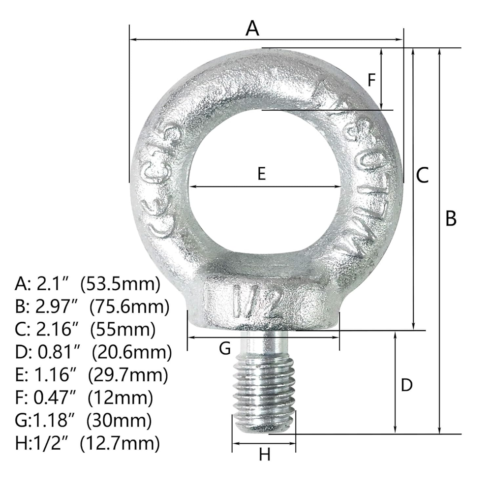 3/8 304 Stainless Steel Male Thread Machinery Shoulder Lifting Ring Eye Bolt Heavy Duty