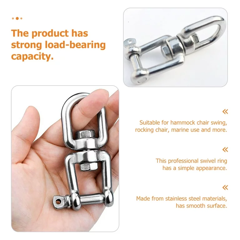 Heavy Duty 304 Stainless Steel Swivel Ring Double Ended Swivel Eye Hooks For Web Tree Swing